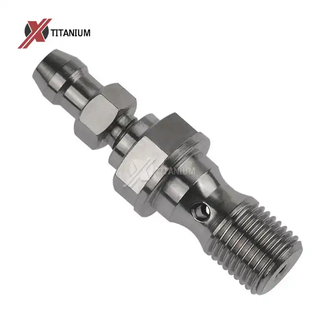 titanium m10 1.25 banjo bolt with bleed nipple
